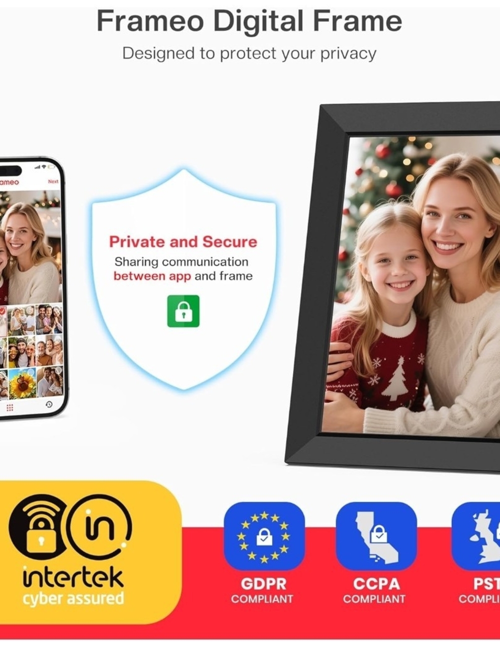 Frameo 10.1" WiFi Digital Picture Frame HD Touch Screen 32GB IPS Photo Video - Picture 7 of 8